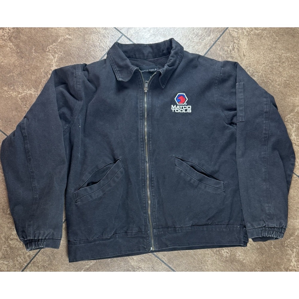 Matco Tools Jacket Coat Men Sz Sm Black Canvas Full Zip Fleece Lined Embroidered